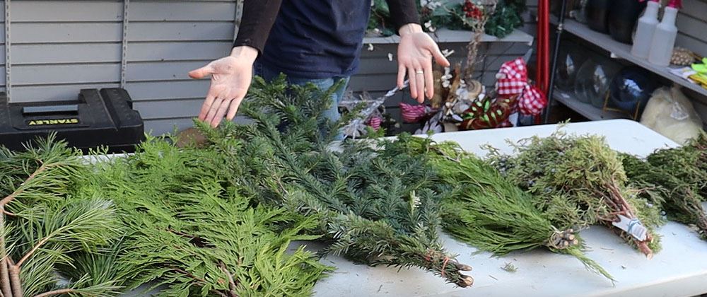 Salisbury Landscaping-Alberta-How To Build Porch Pots for the Holidays-assorted evergreen cuttings